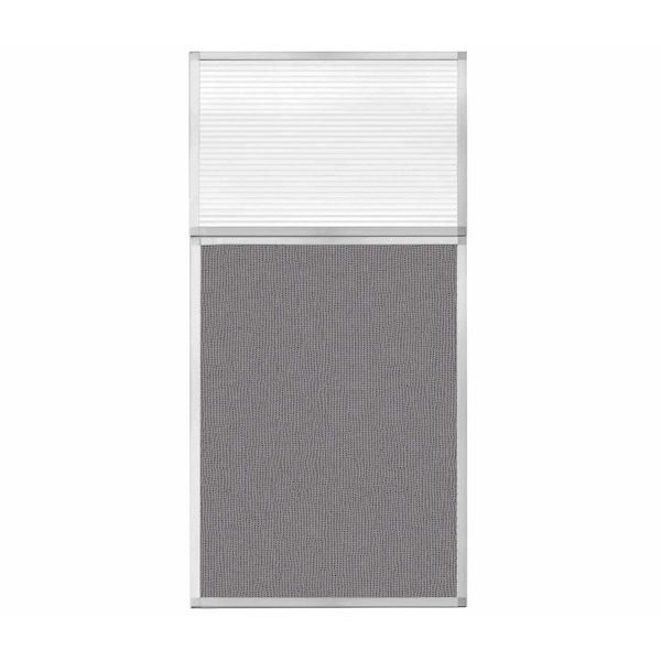 Hush Panel Configurable Cubicle Partition 3' x 6' W/ Window Slate Fabric Clear Fluted Window